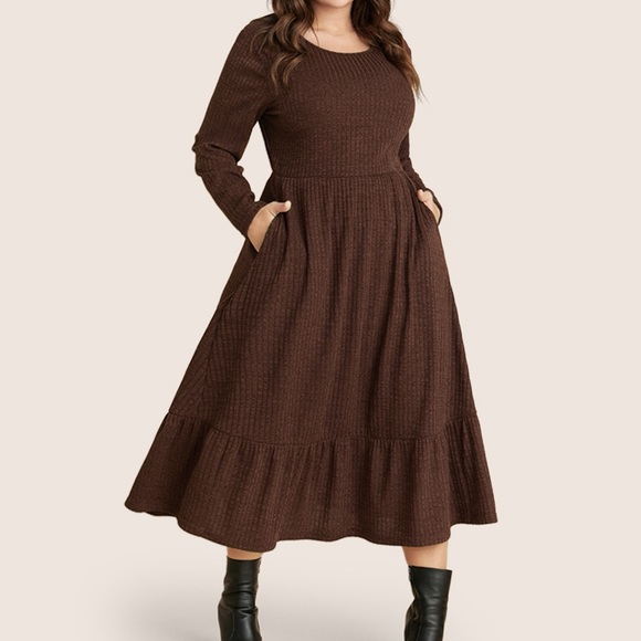 BloomChic Dresses & Skirts - BloomChic Brown Long Sleeve Sweater Dress Plus 1X
